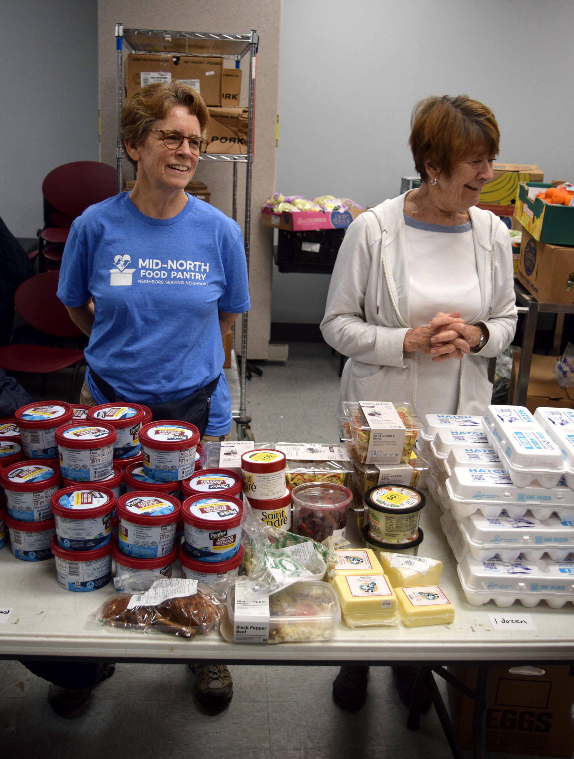 Volunteers at the food pantry