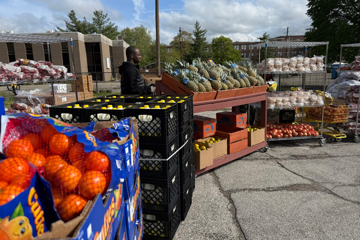 A variety of foods available at the food pantry