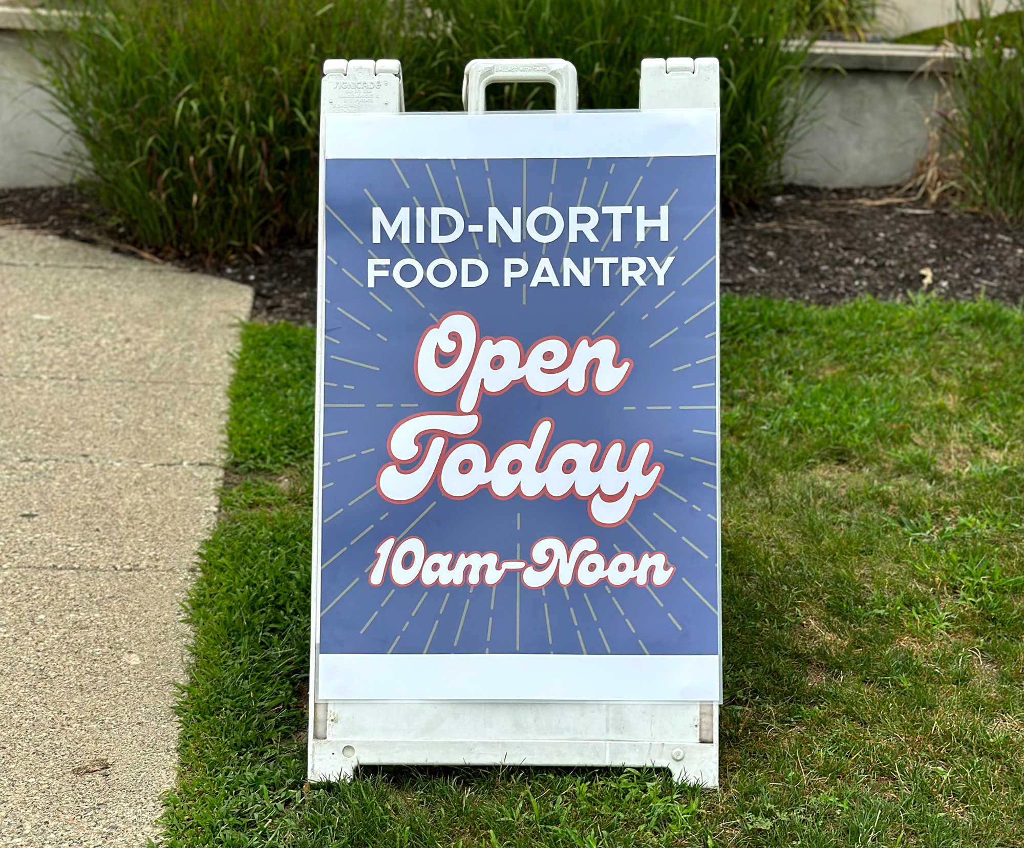 An open sign for the food pantry